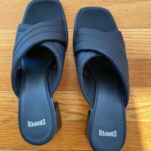 Camper Black Chunky Heel Slides